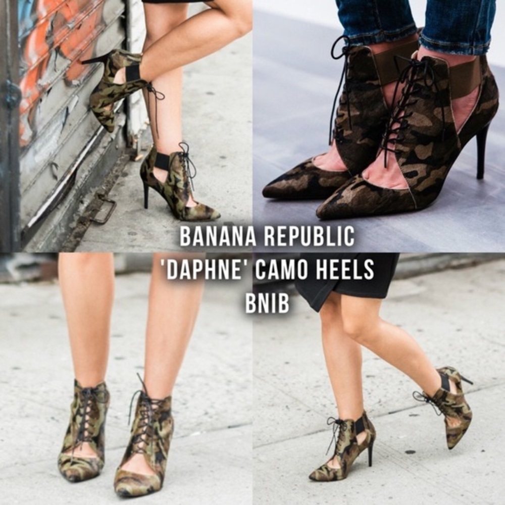 Banana Republic "Daphne" camouflage high heels. US women's size 10M.